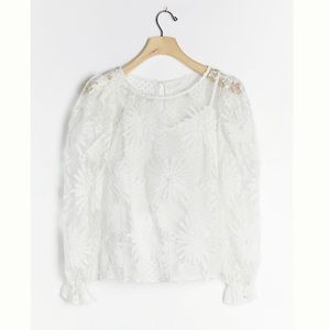 Eva Franco Teresita White Lace Floral Blouse NWT Size XS